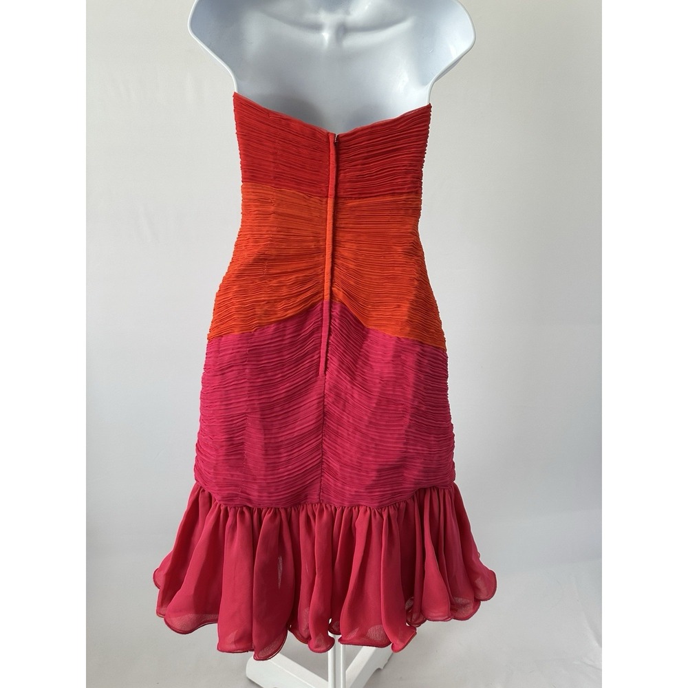 Ombre Pink Orange VTG LILLIE RUBIN Ruched Pintuck Party Dress , Sz: 8 (b46) - Picture 3 of 4